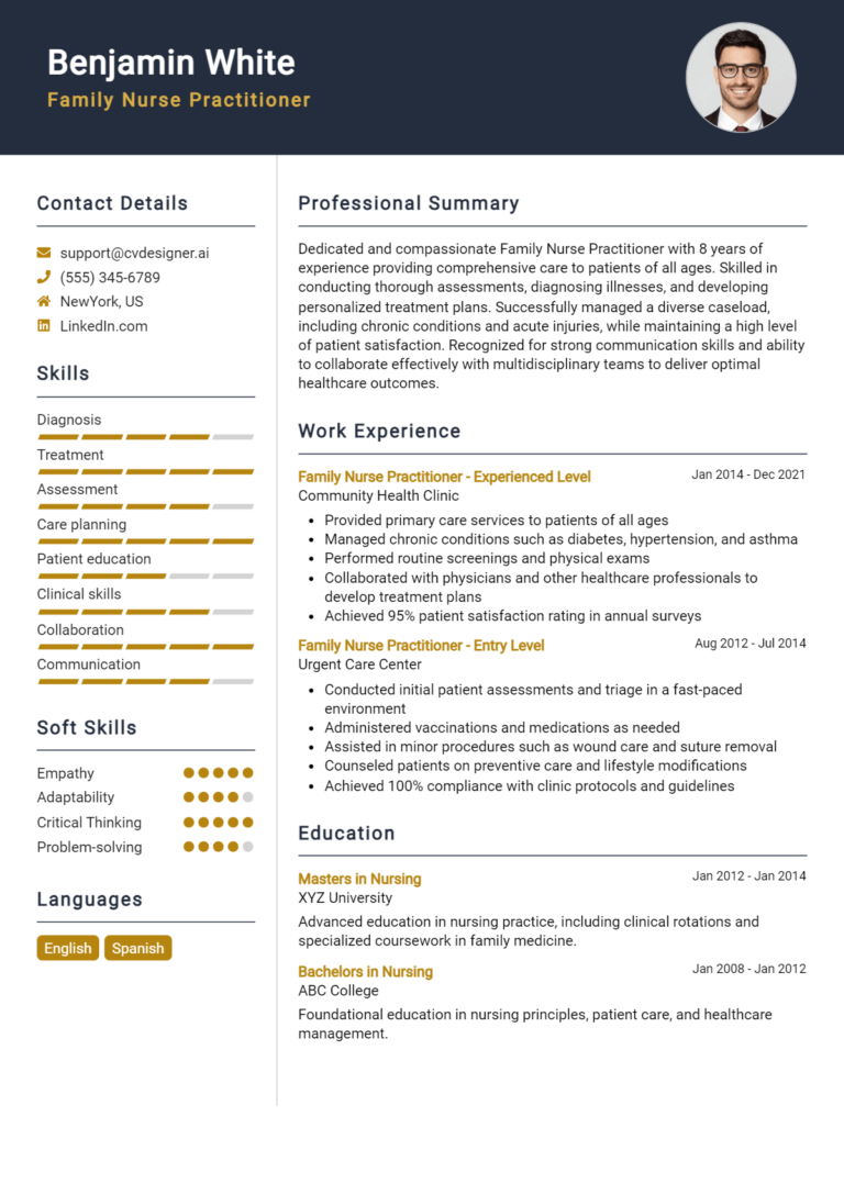 Family Nurse Practitioner Resume Example for 2025: Free Downloadable Templates