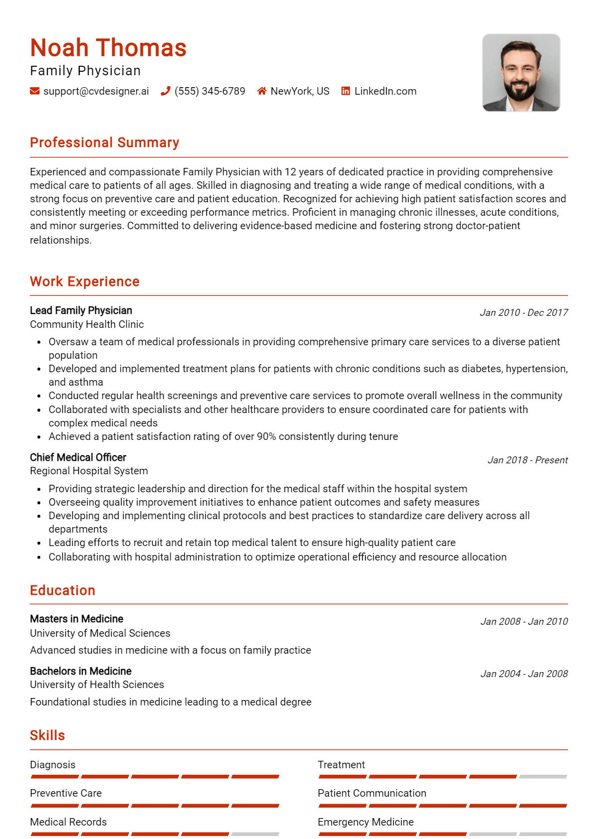 Family Physician Resume Example