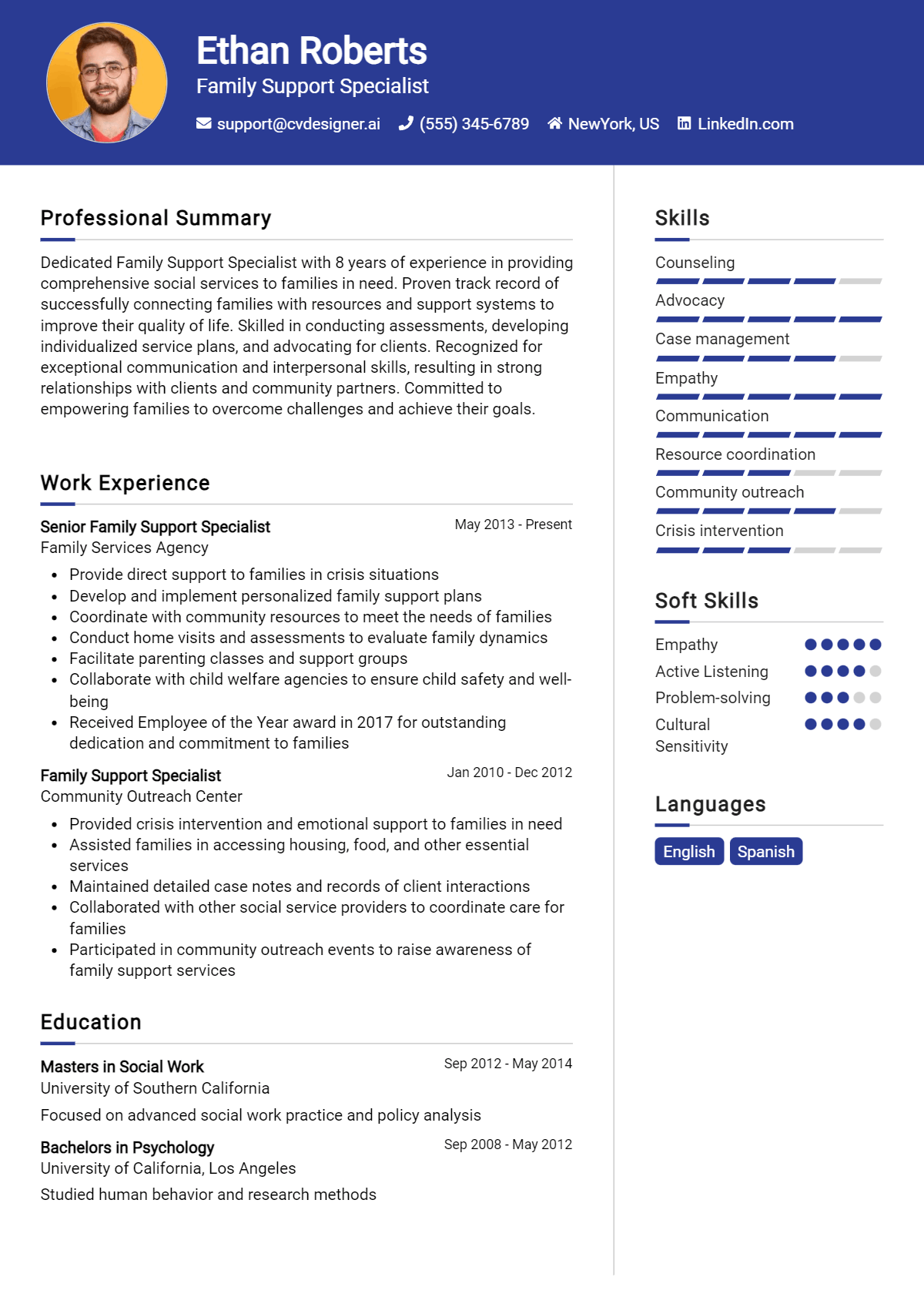 Family Support Specialist Resume Example