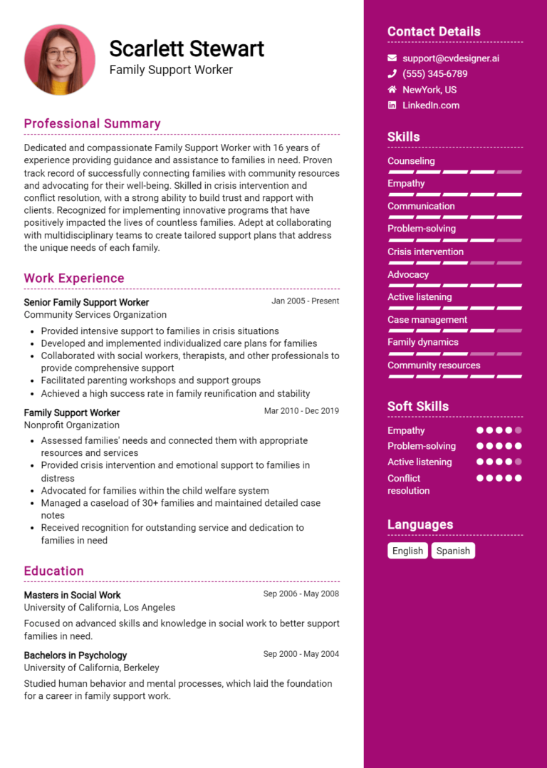 Family Support Worker Resume Example for 2025: Ultimate Guide
