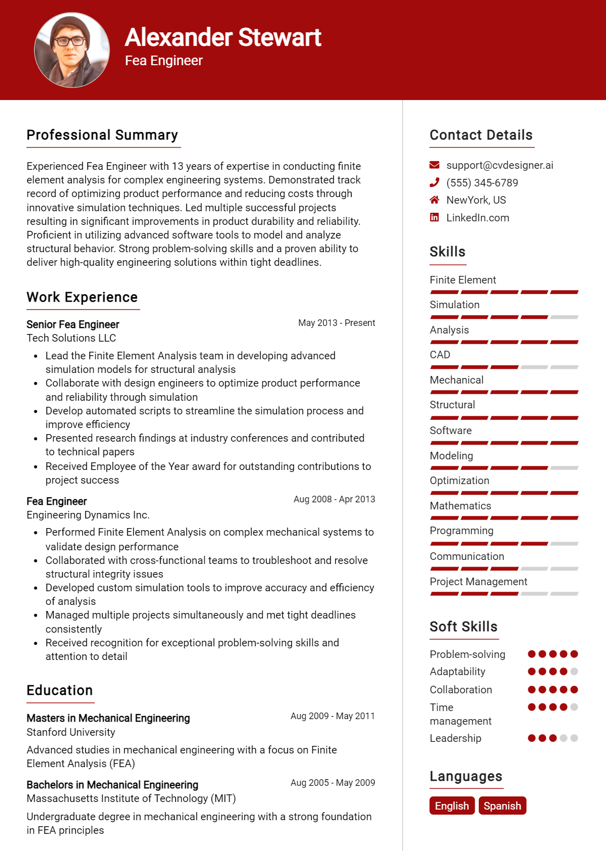 Fea Engineer Resume Example