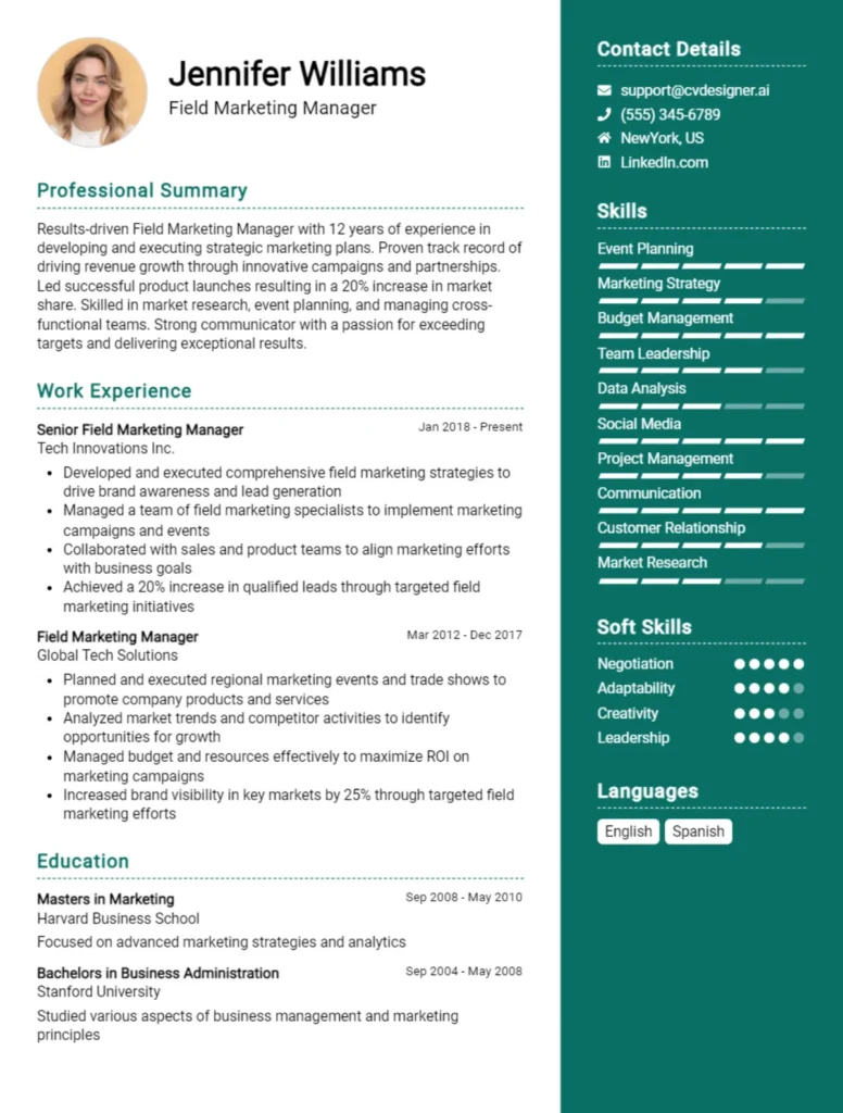 Field Marketing Manager CV Example