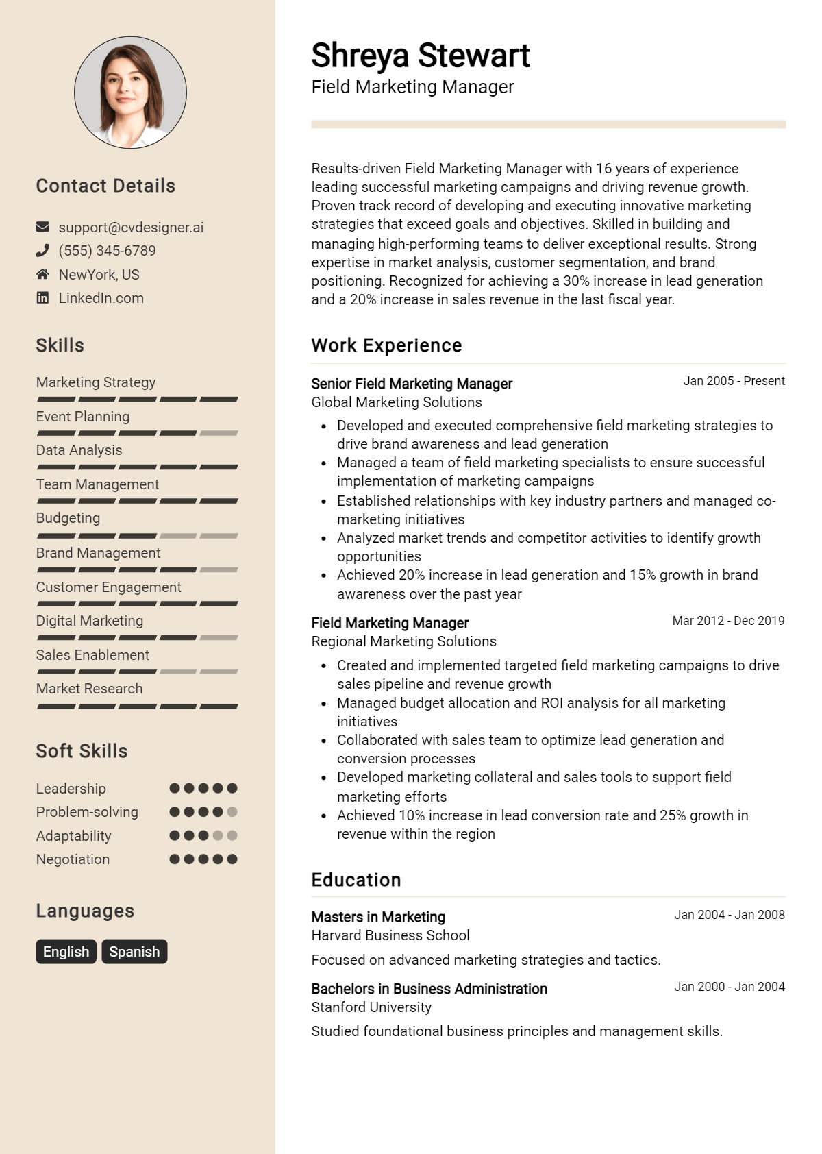 Field Marketing Manager Resume Example