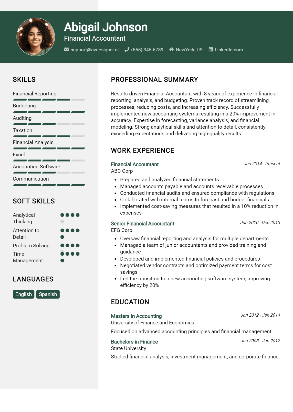 Financial Accountant Resume Example