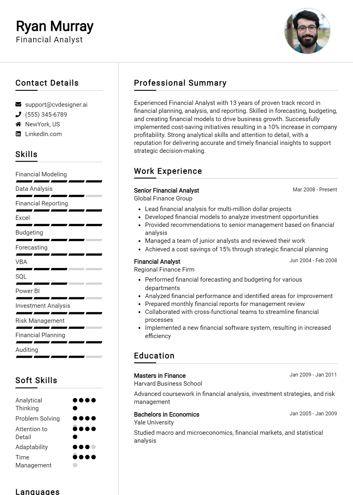 Financial Analyst Resume Example