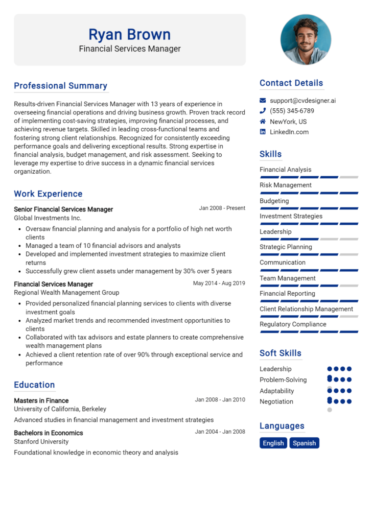 16 Financial Manager Resume Examples And Templates for 2024 - CVDesigner.ai