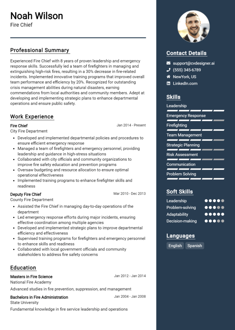 Fire Chief Resume Example for 2025: Best Writing Tips