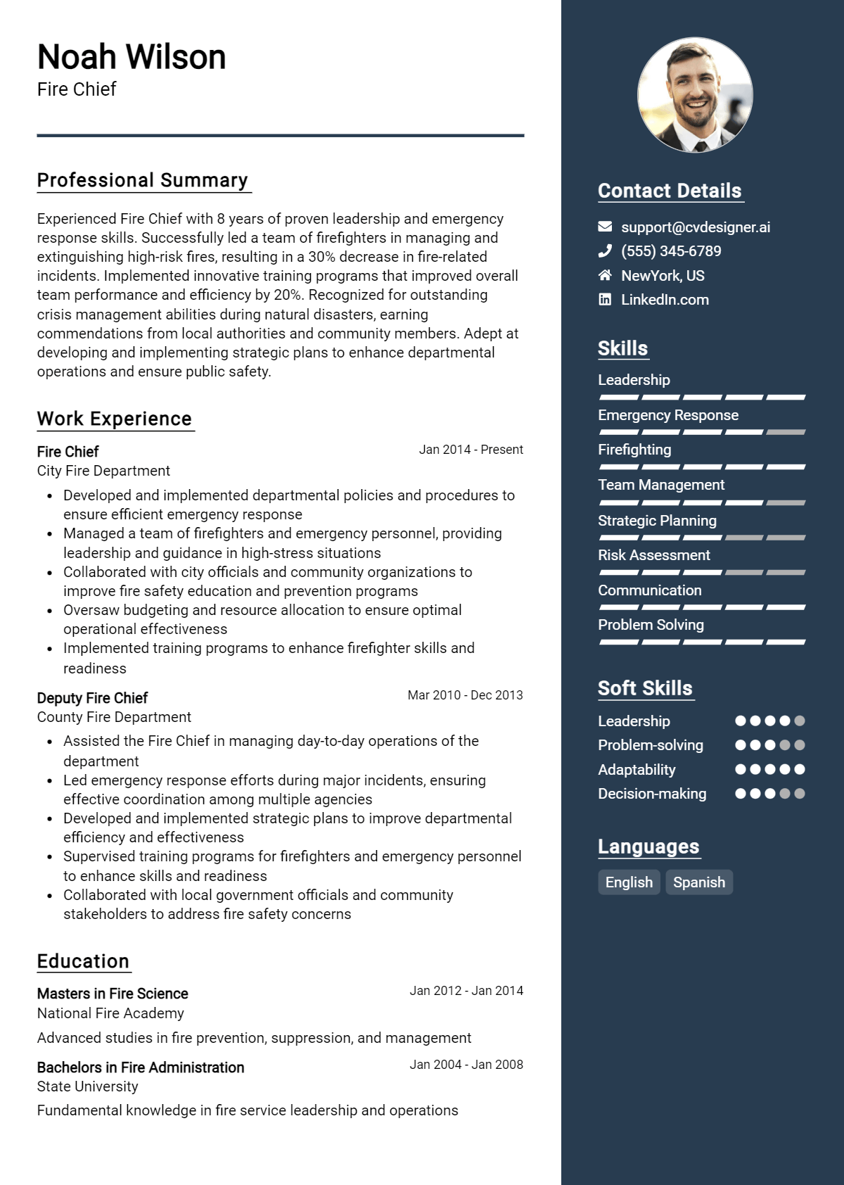 Fire Chief Resume Example