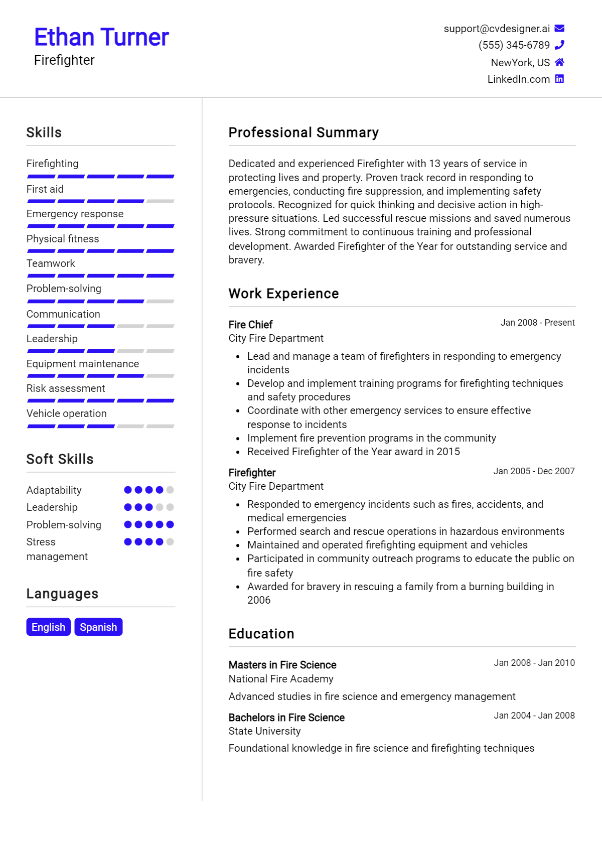 Firefighter Resume Example