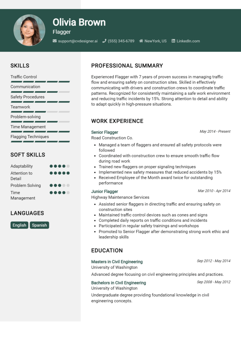 Flagger Resume Example for 2025: Expert Tips & Templates