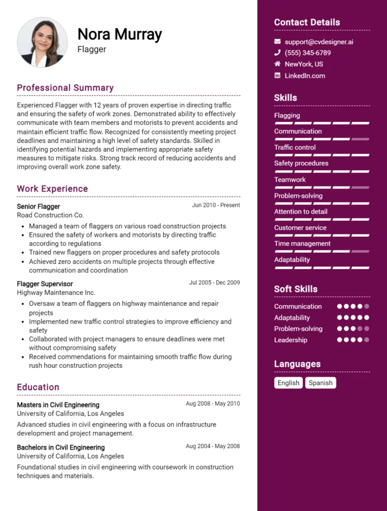 Flagger CV Example For 2025: Top CV Skills