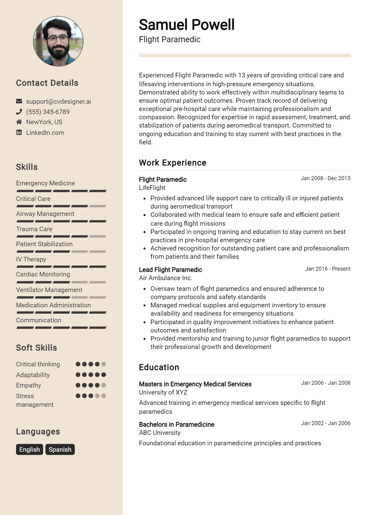 Flight Paramedic Resume Example