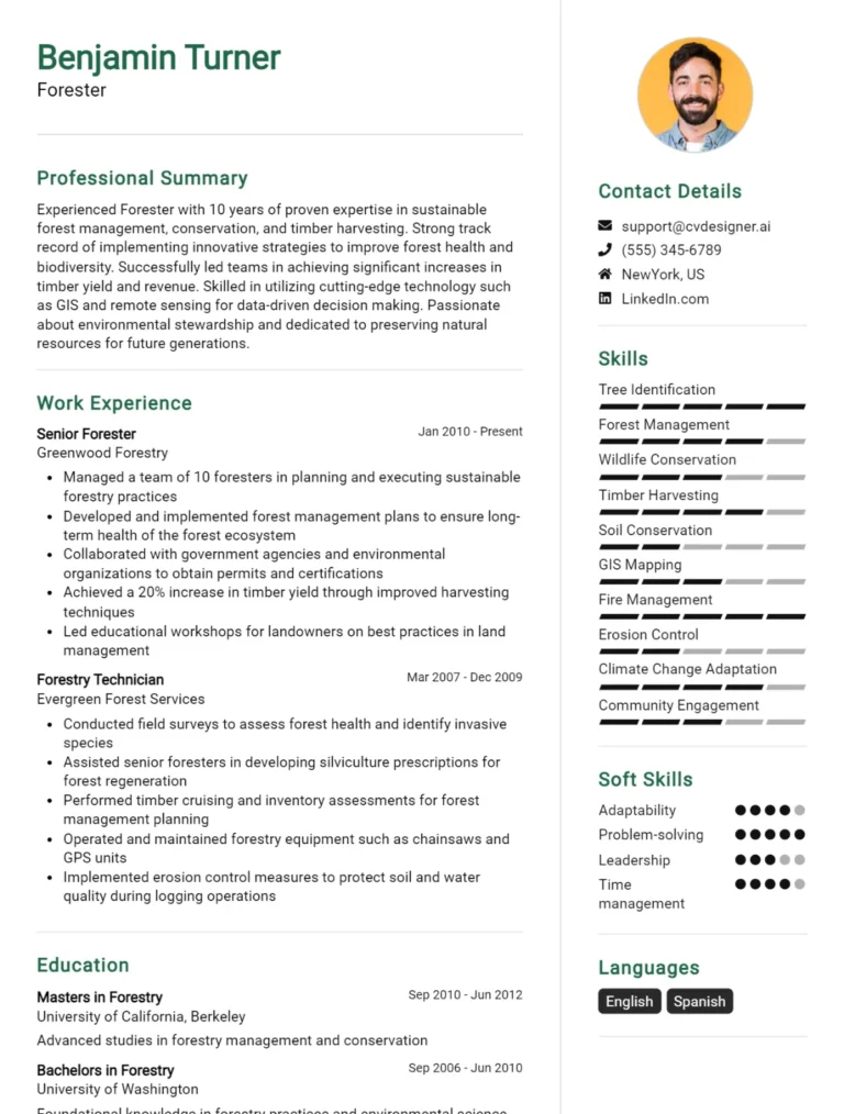 Forester CV Example For 2025: Proven Tips & Templates