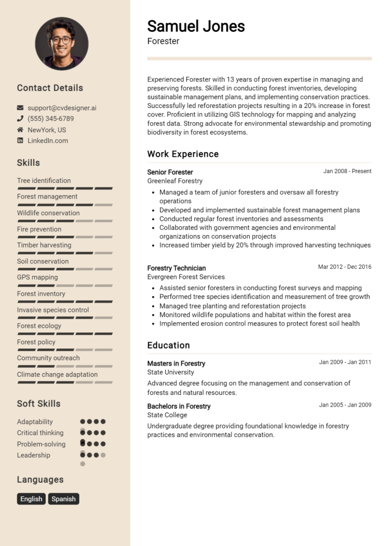 Forester Resume Example for 2025: Best Writing Guide