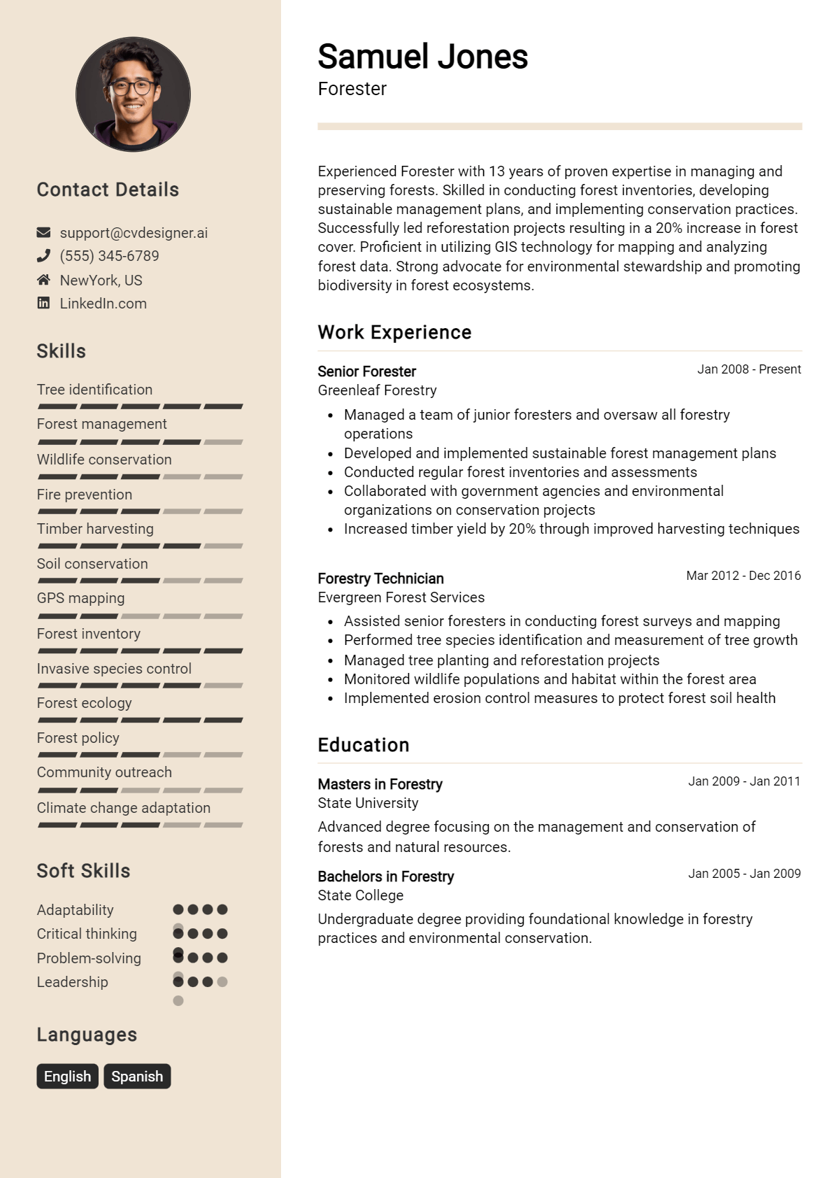 Forester Resume Example