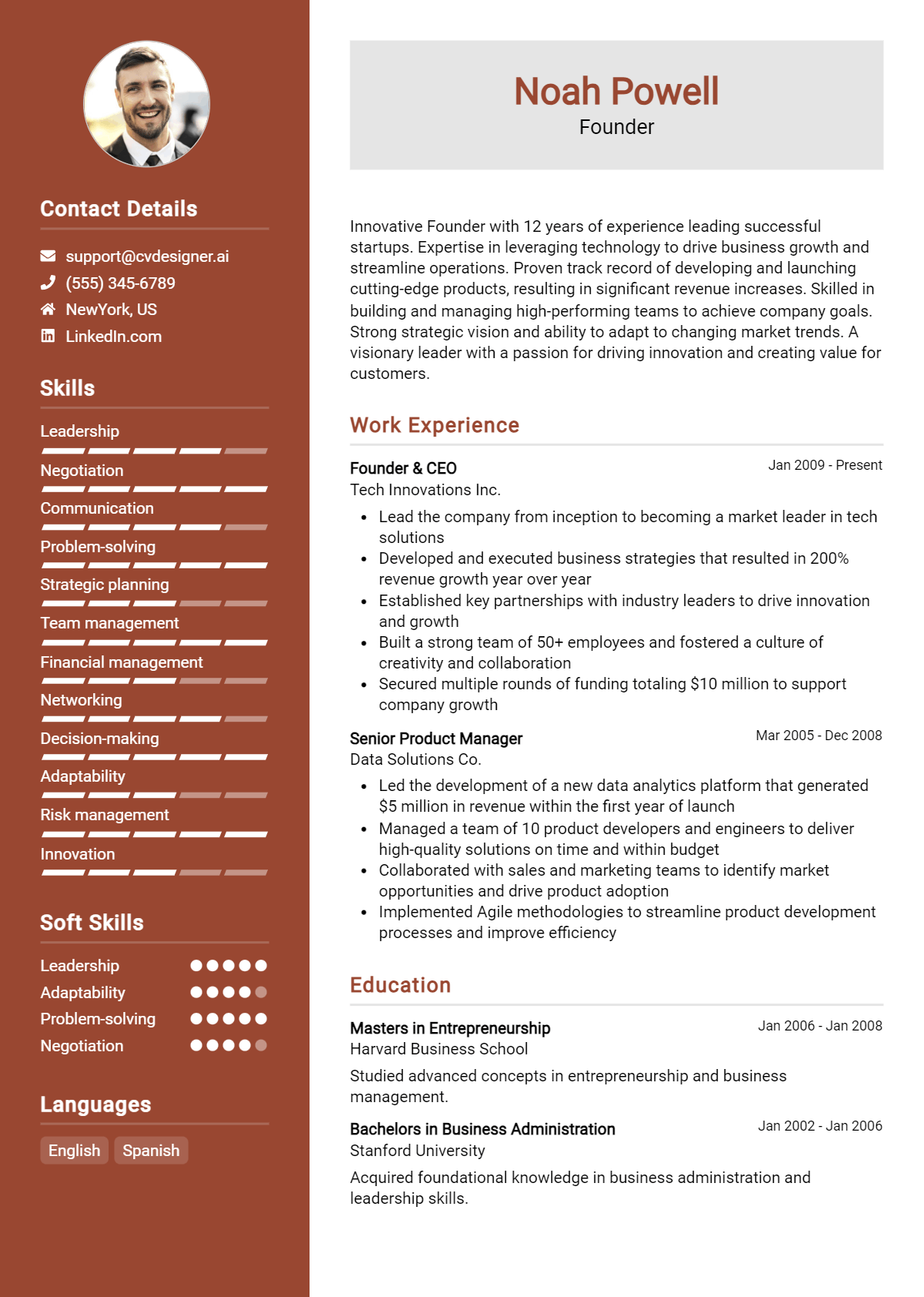 Founder Resume Example