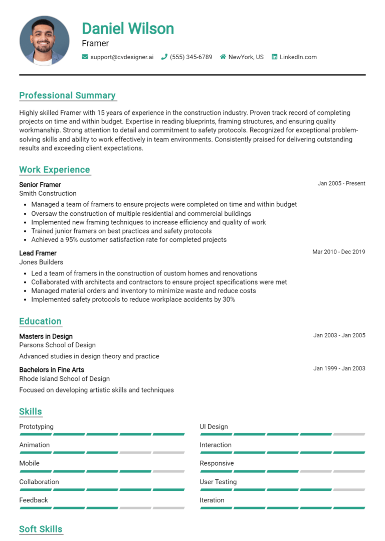 Framer Resume Example for 2025: How to Craft a Winning CV