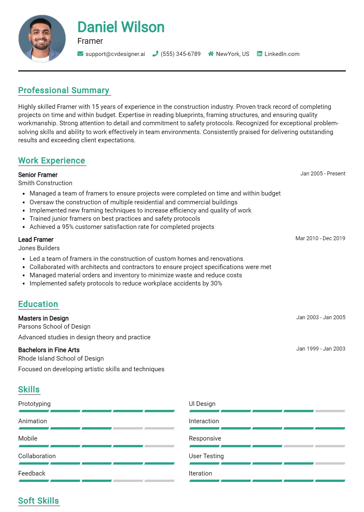 Framer Resume Example
