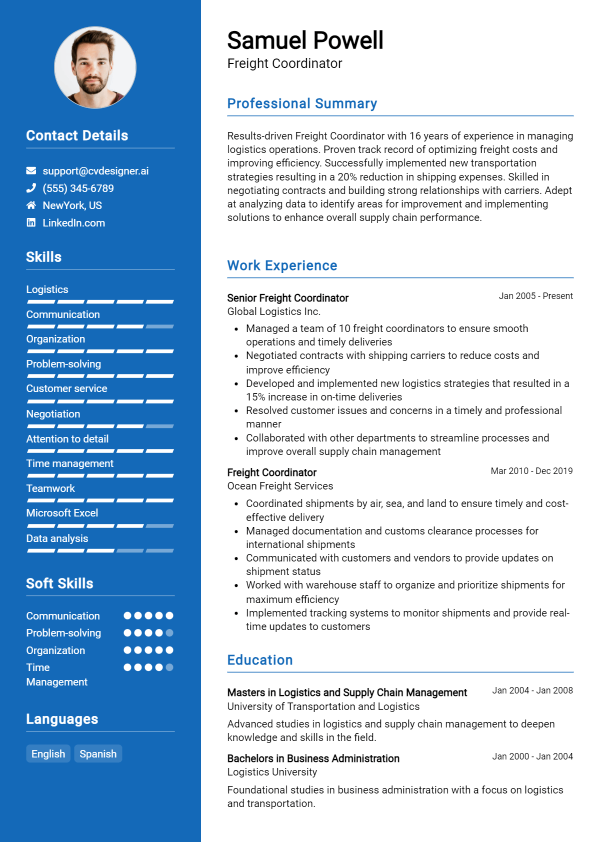 Freight Coordinator Resume Example