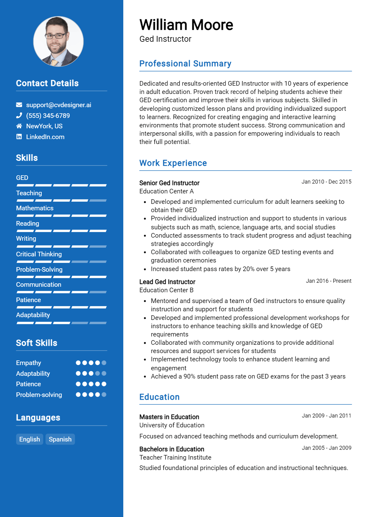 Ged Instructor Resume Example