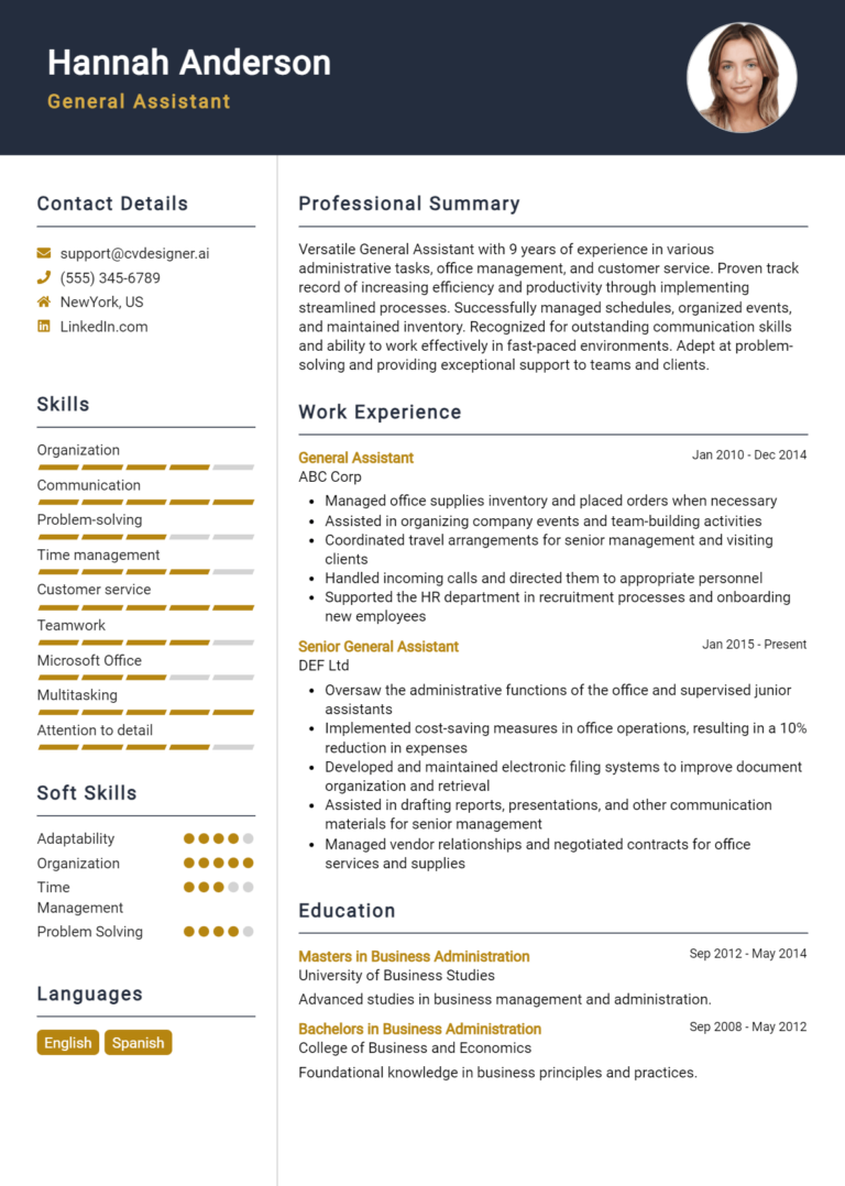 General Assistant Resume Example for 2025: Expert Tips & Templates