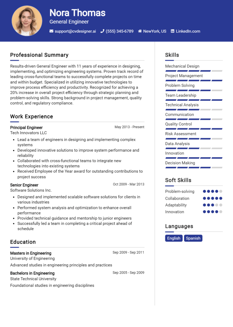 General Engineer Resume Example for 2025: Proven Tips & Templates