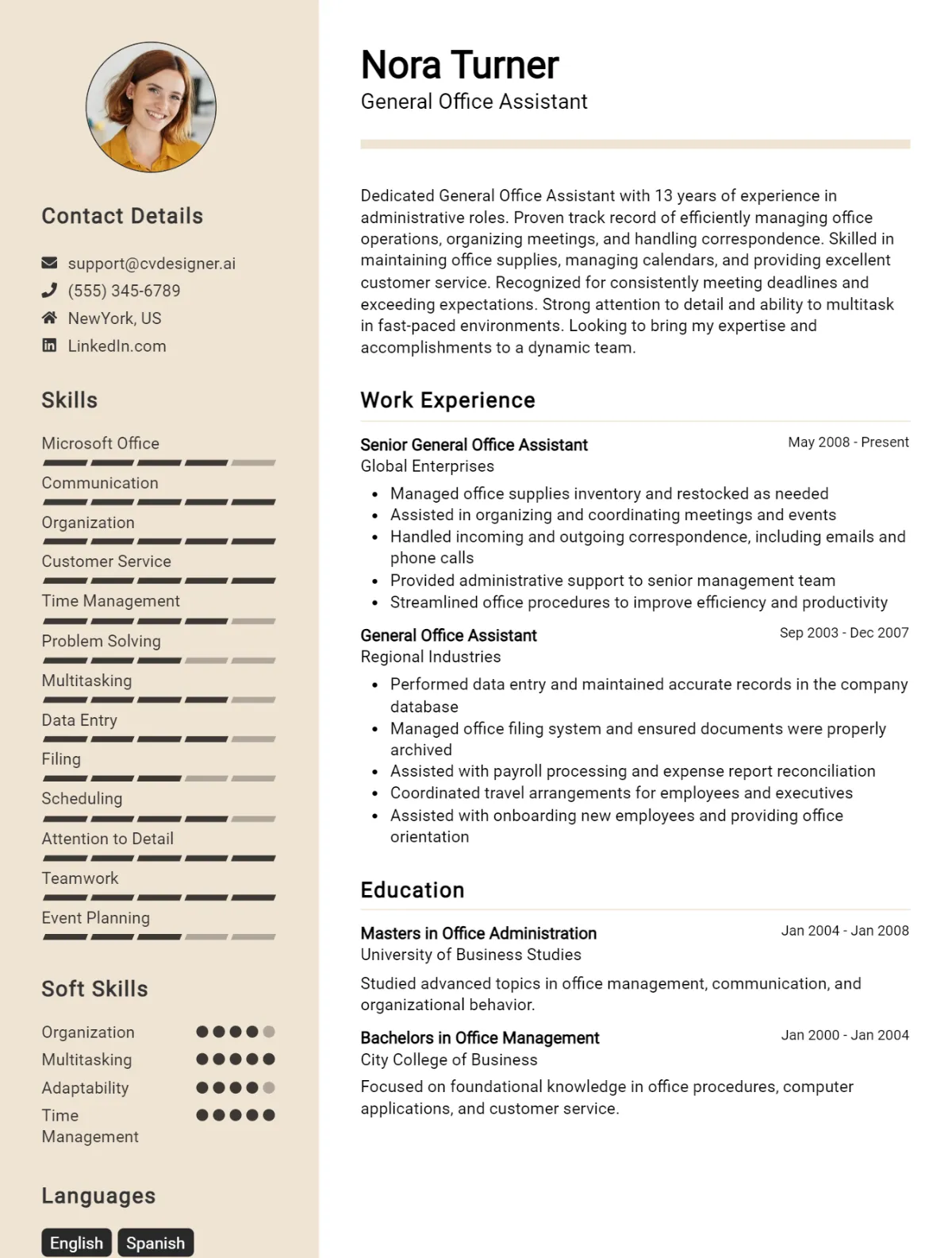General Office Assistant CV Example