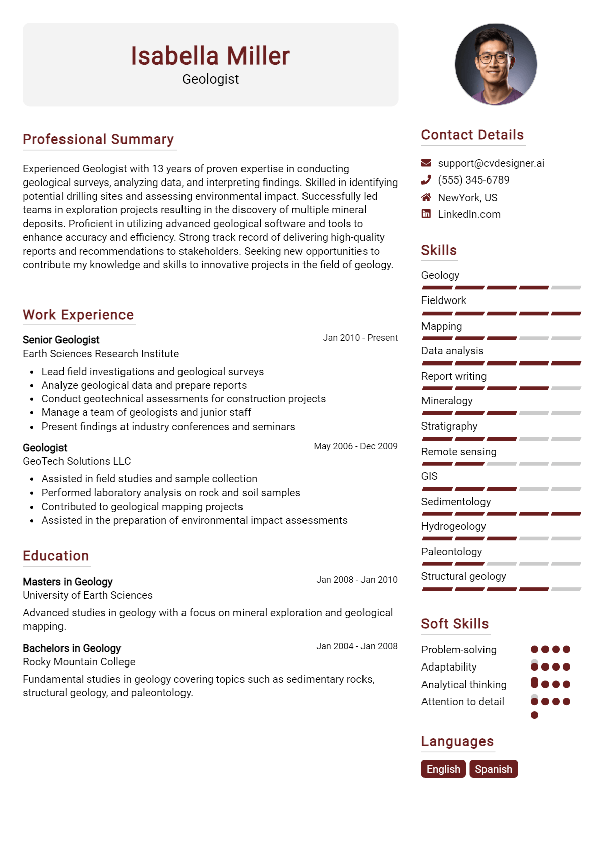 Geologist Resume Example