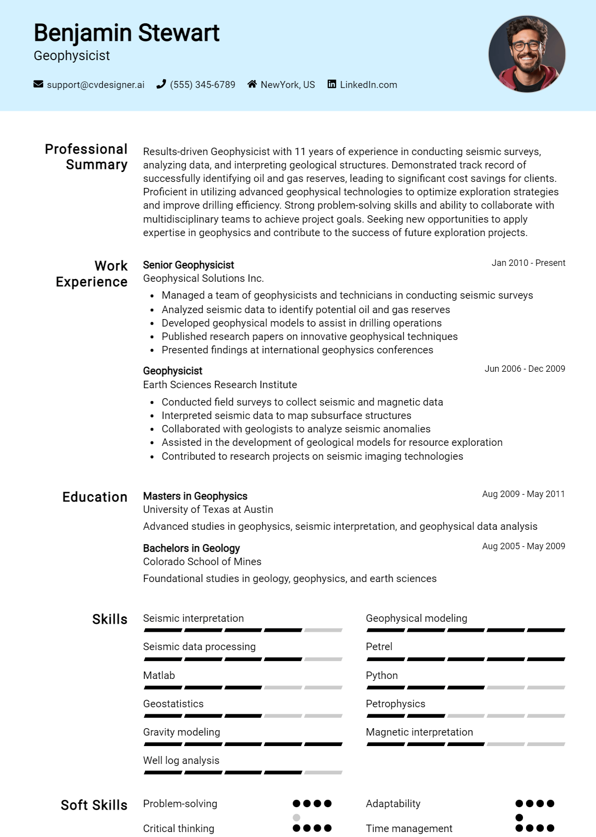 Geophysicist Resume Example