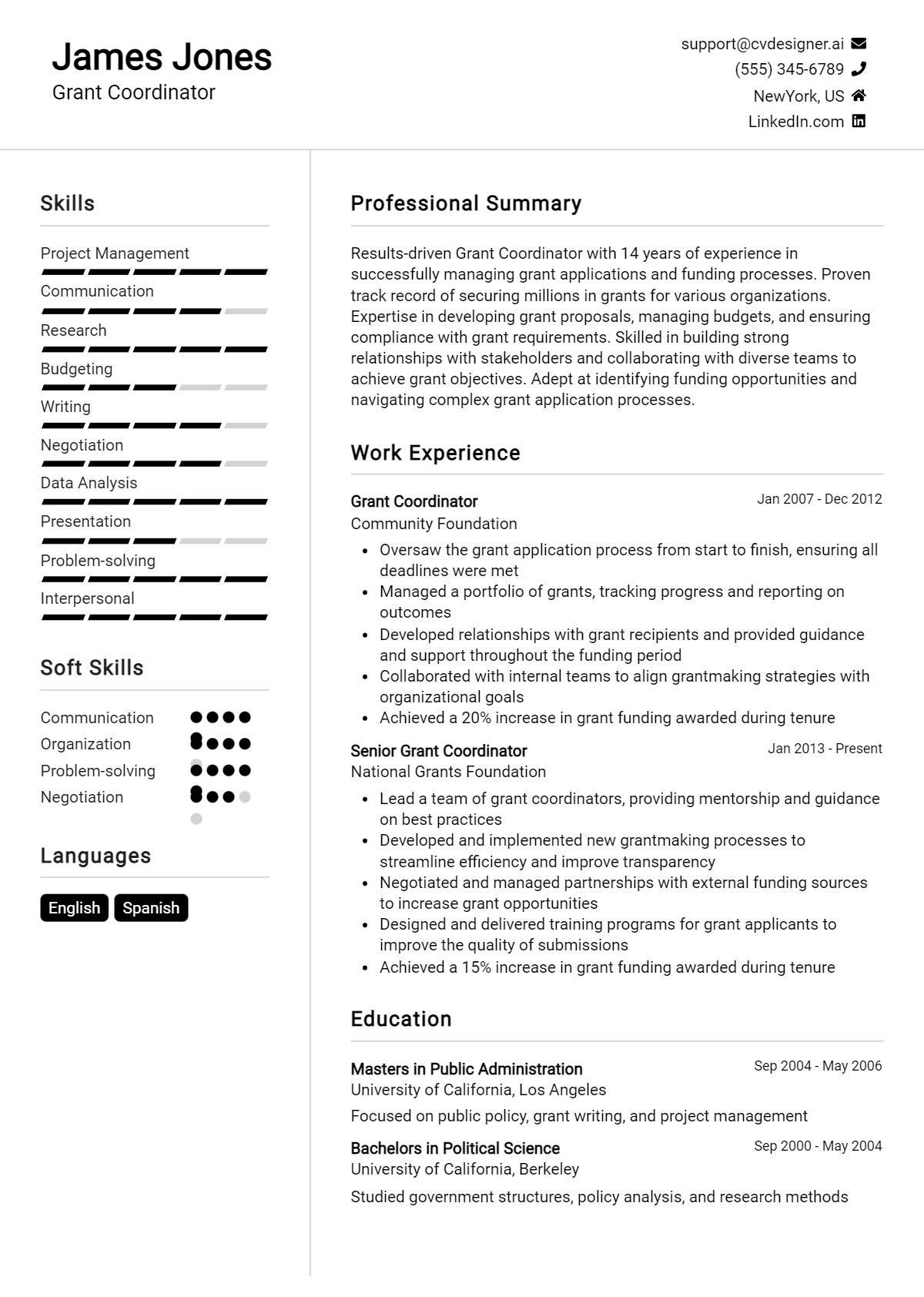 Grant Coordinator Resume Example