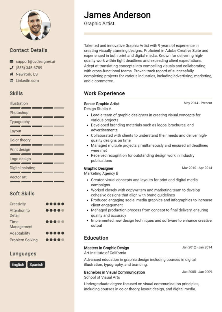 Graphic Artist Resume Example for 2025: Tips & Templates