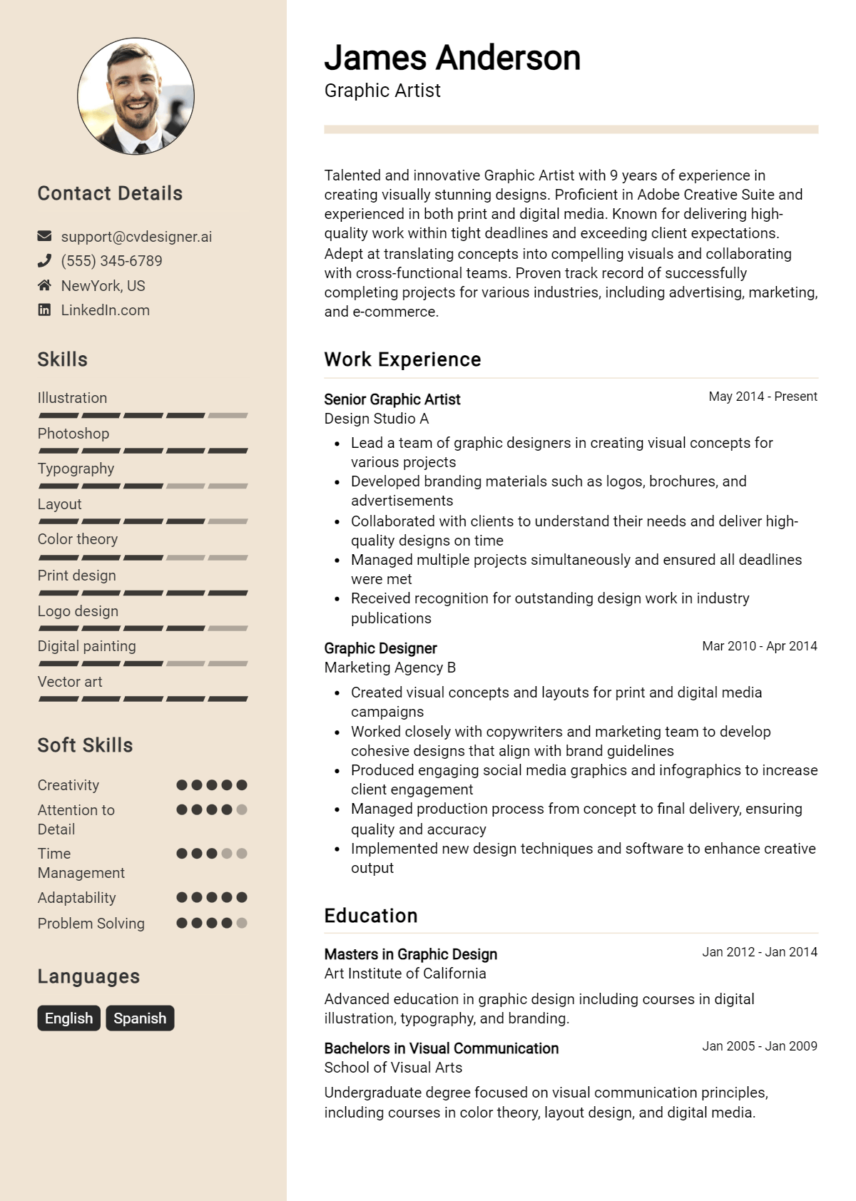 Graphic Artist Resume Example