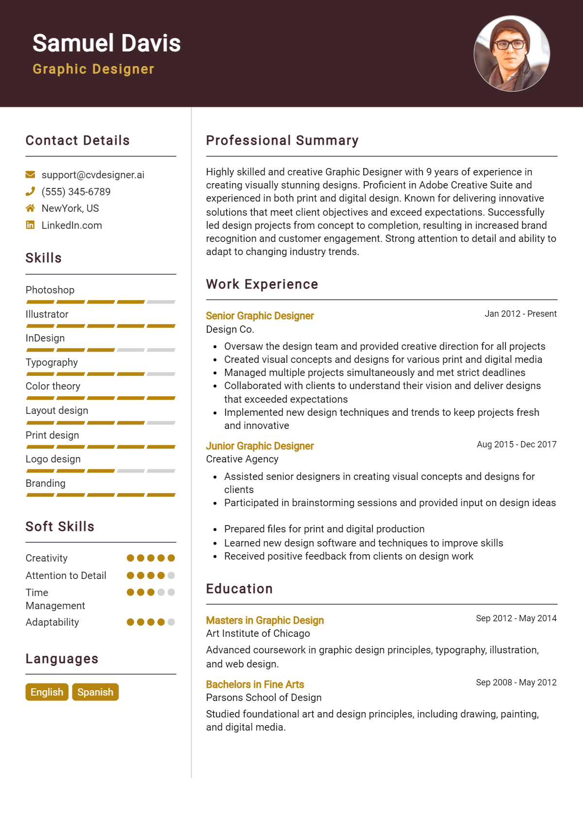 Graphic Designer Resume Example