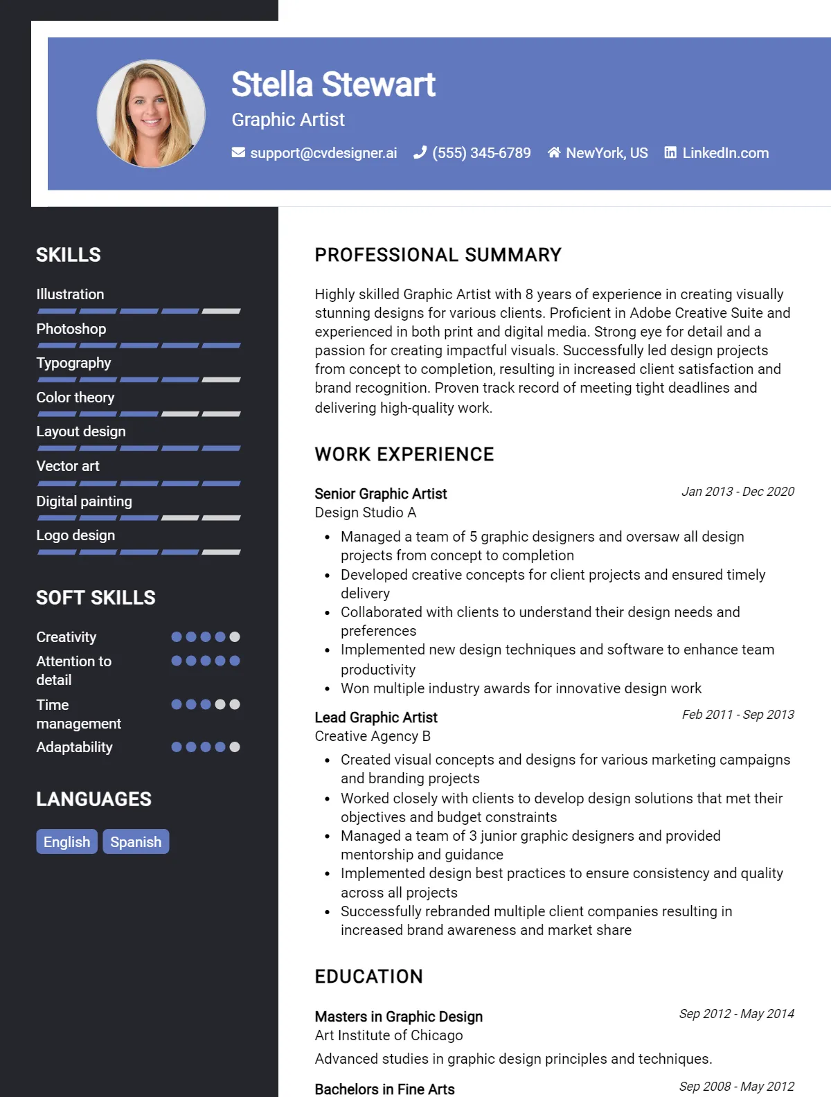 Graphic Artist CV Example