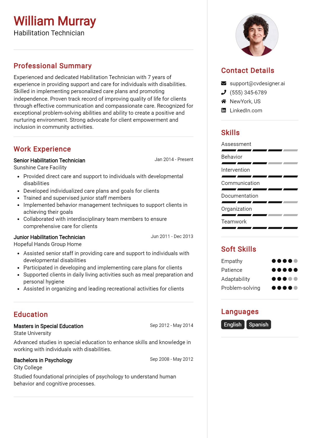 Habilitation Technician Resume Example