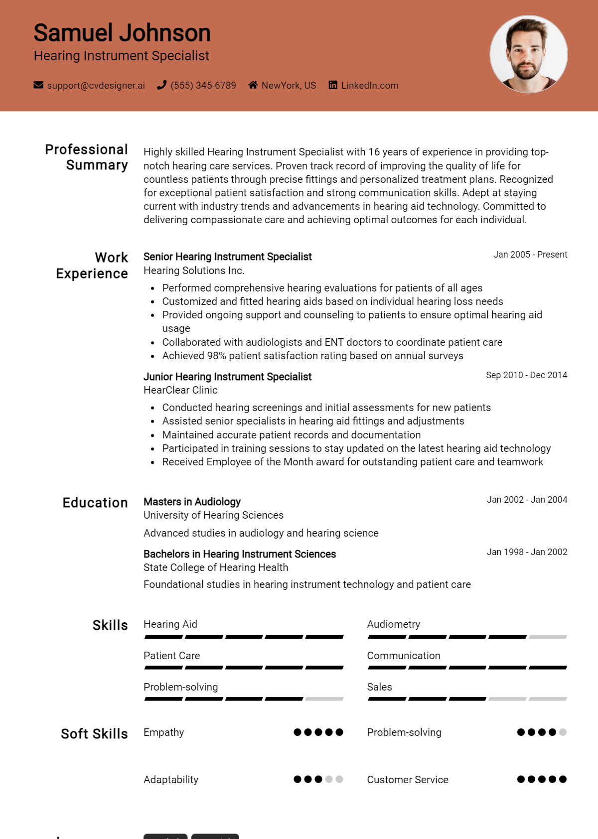 Hearing Instrument Specialist Resume Example