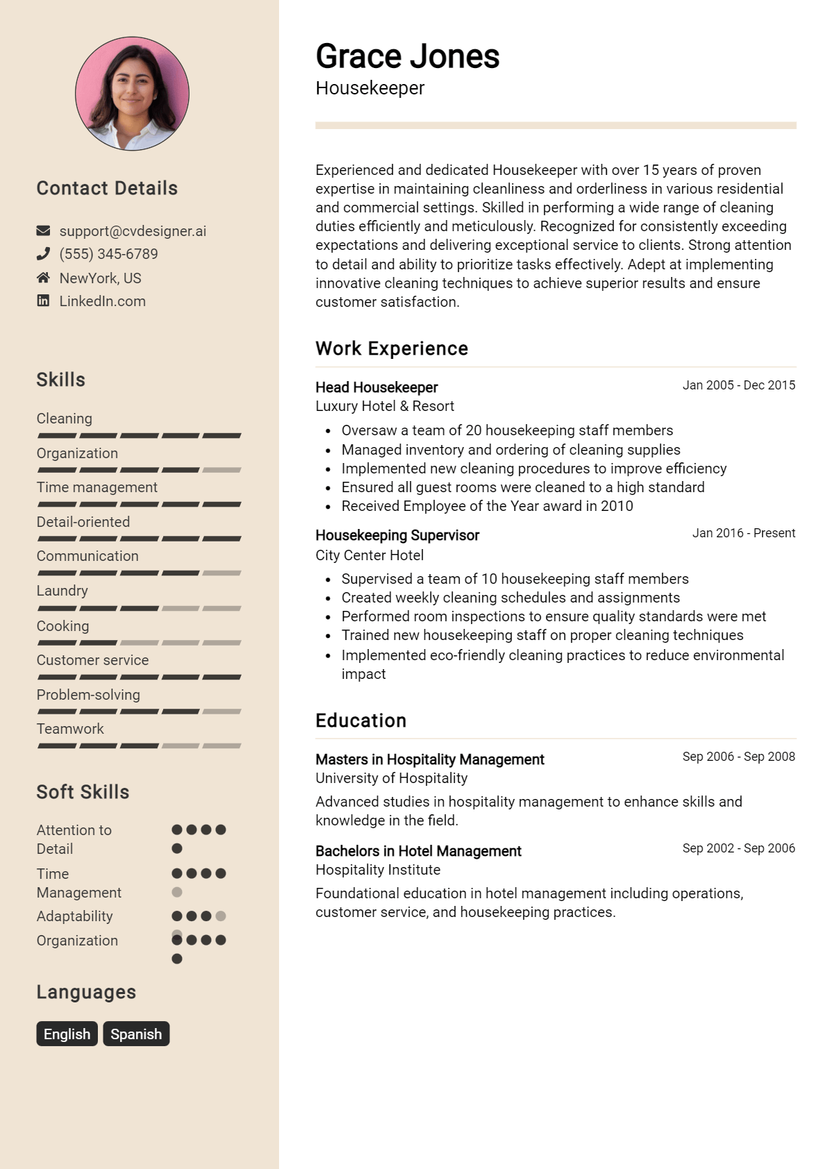 Housekeeper Resume Example