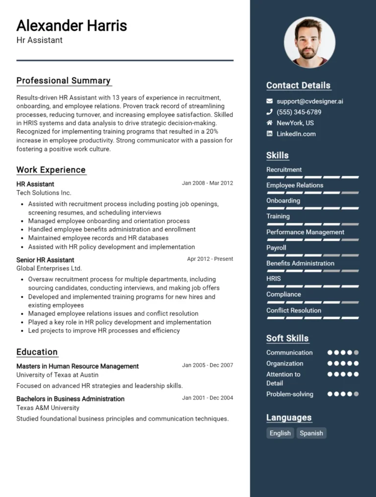 11 HR Assistant CV Examples And Templates For 2025