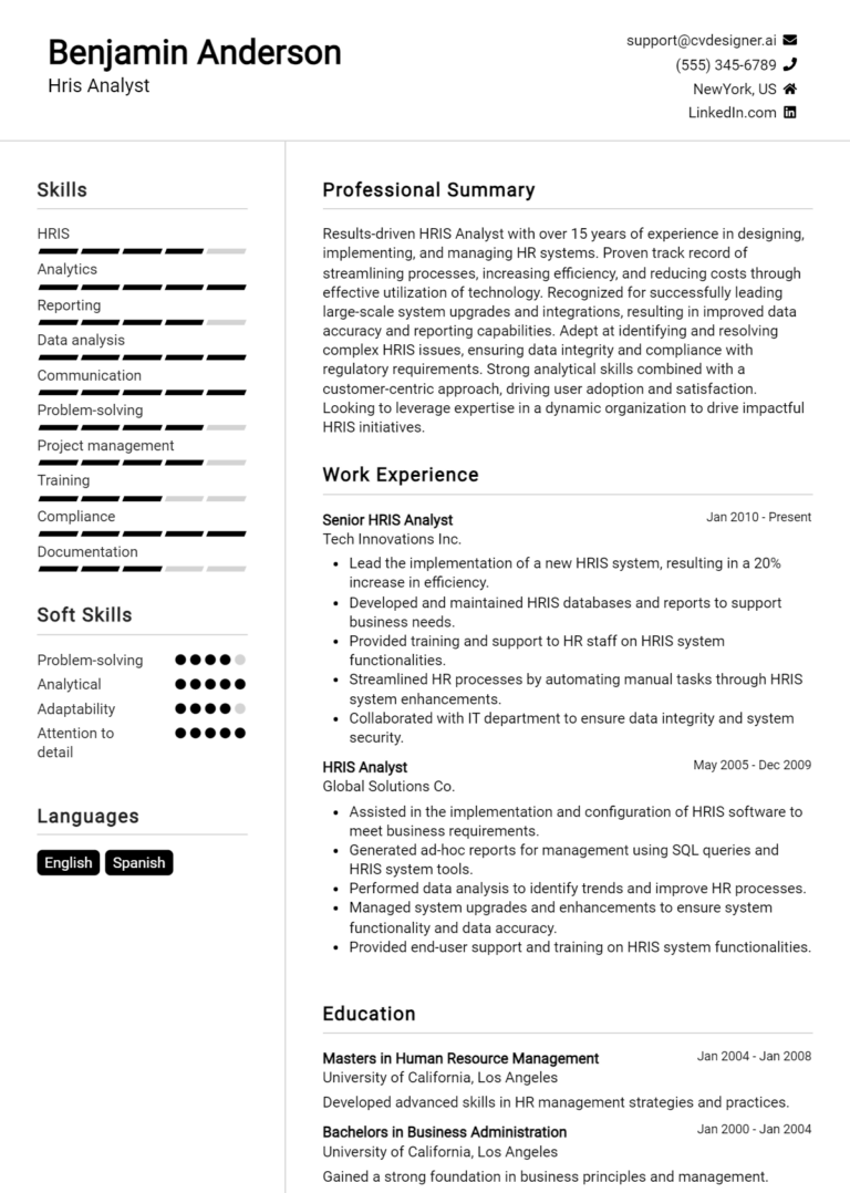 9 HRIS Analyst Resume Examples for 2025: How to Craft a Winning CV