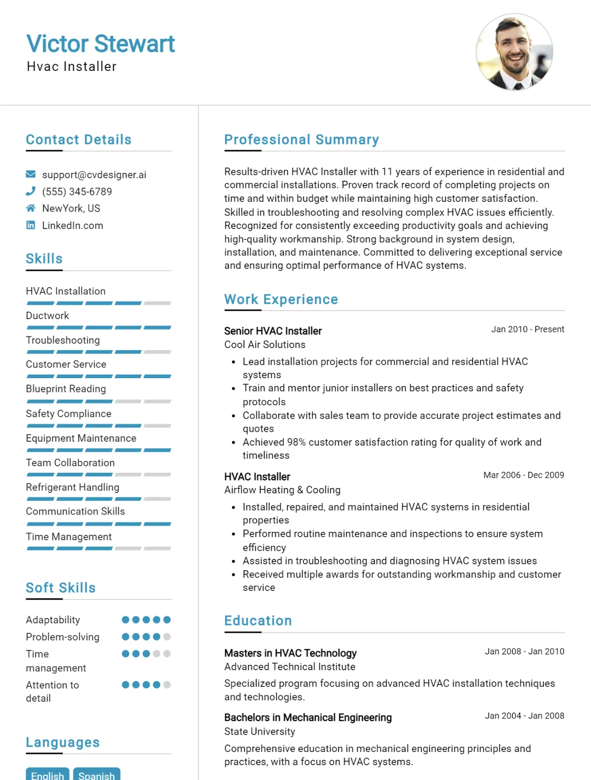 Hvac Installer CV Example