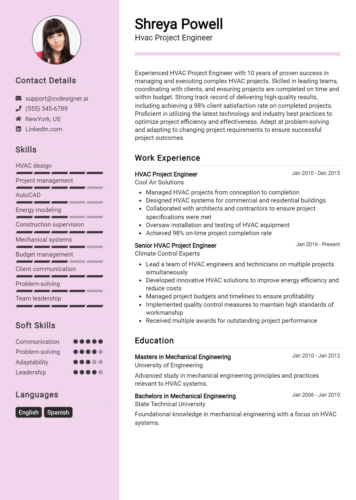 Hvac Project Engineer Resume Example
