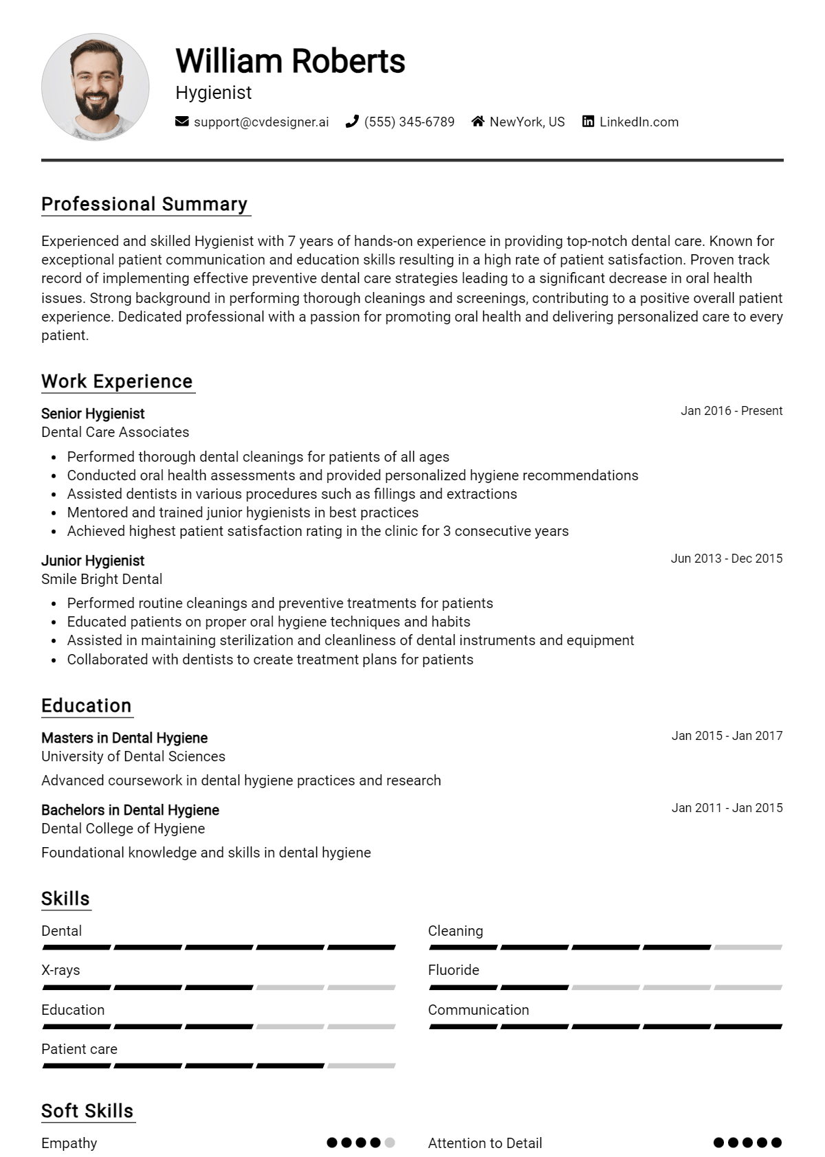 Hygienist Resume Example