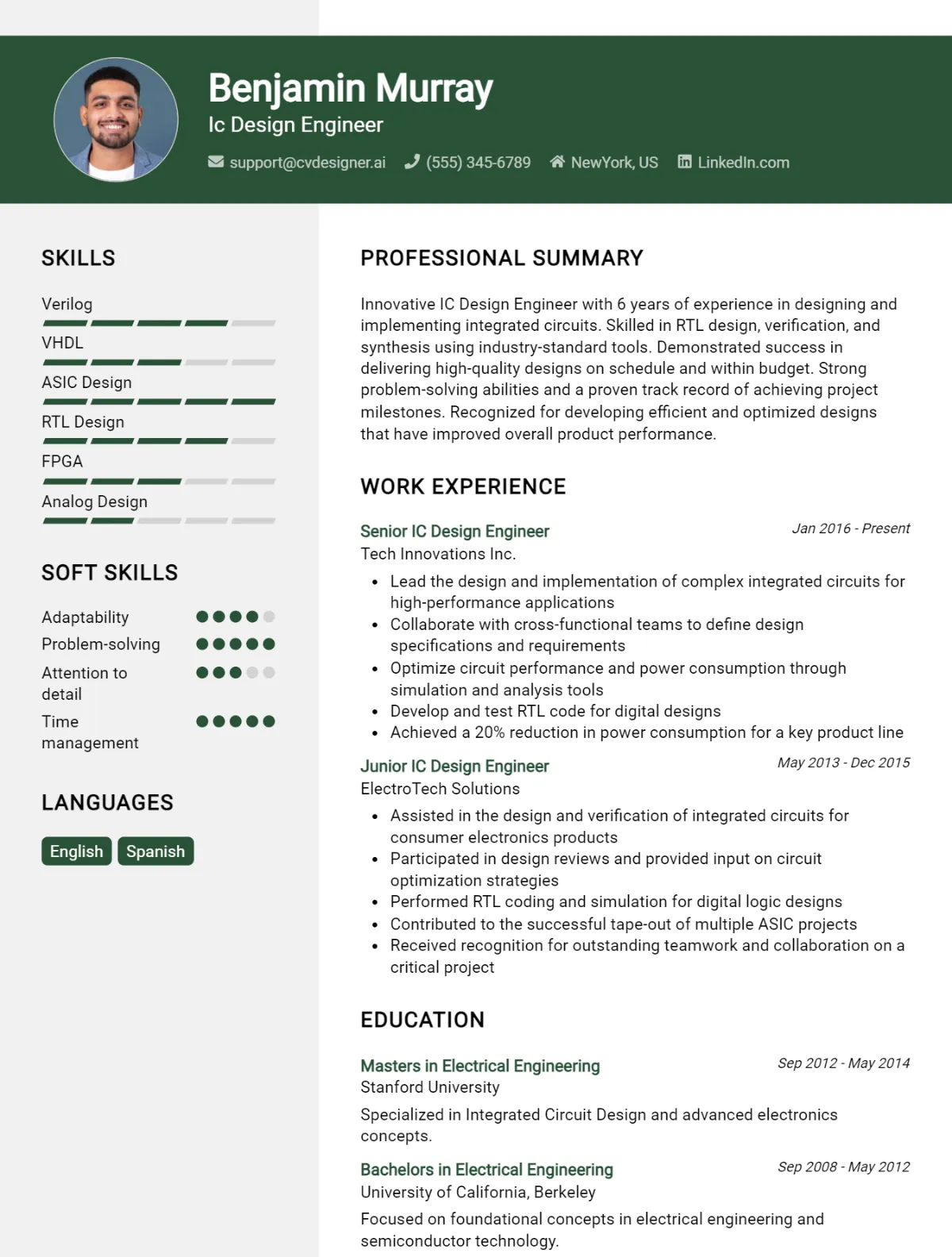 Ic Design Engineer CV Example