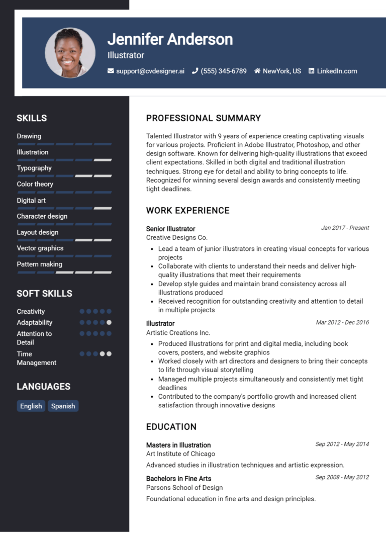 Illustrator Resume Example for - Illustrator Resume Example 768x1078