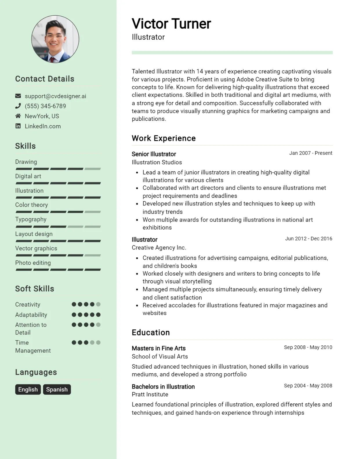 Illustrator CV Example For 2024: Examples & Free Templates - CVDesigner.ai