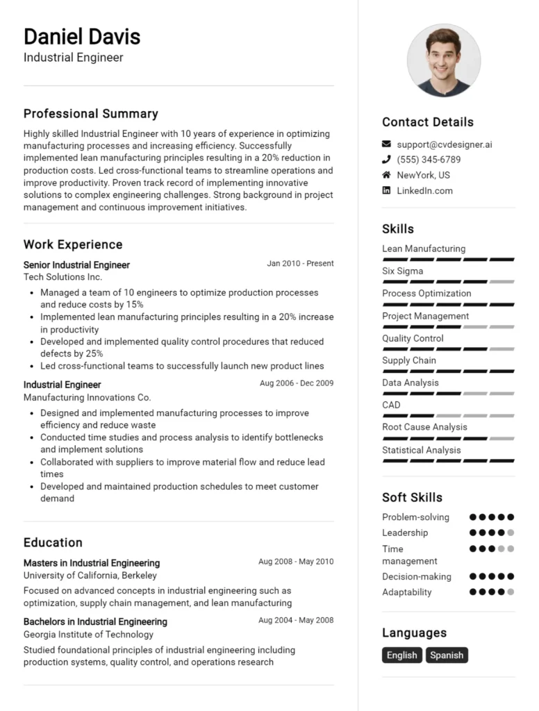 Industrial Engineer CV Example