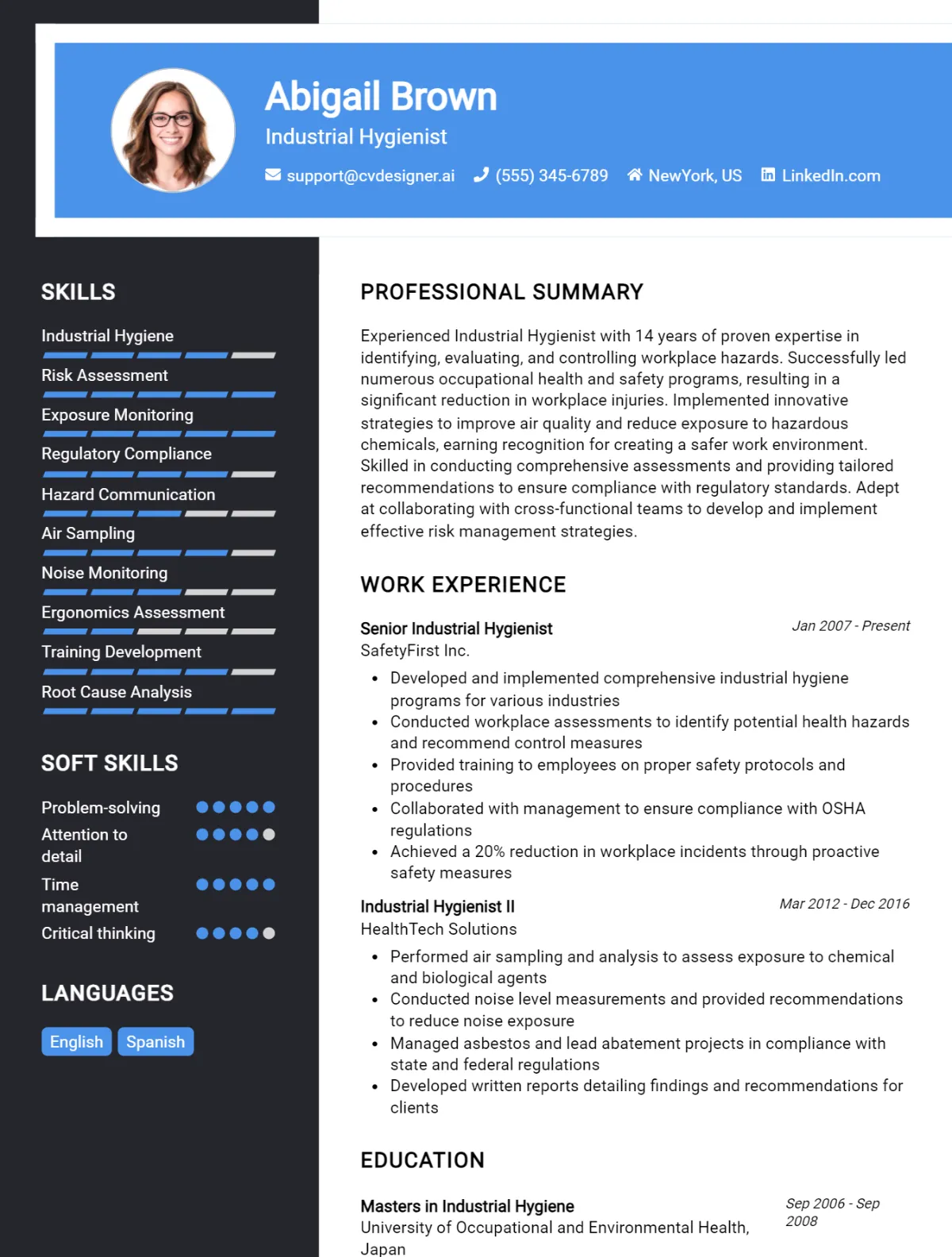 Industrial Hygienist CV Example