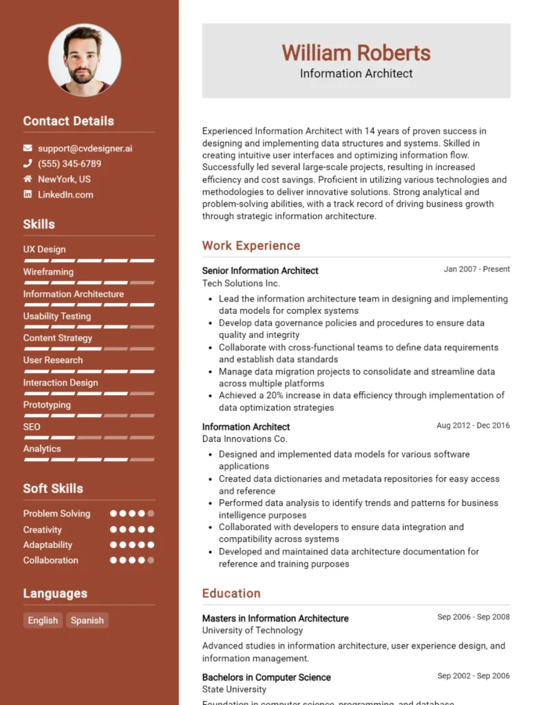 Information Architect CV Example