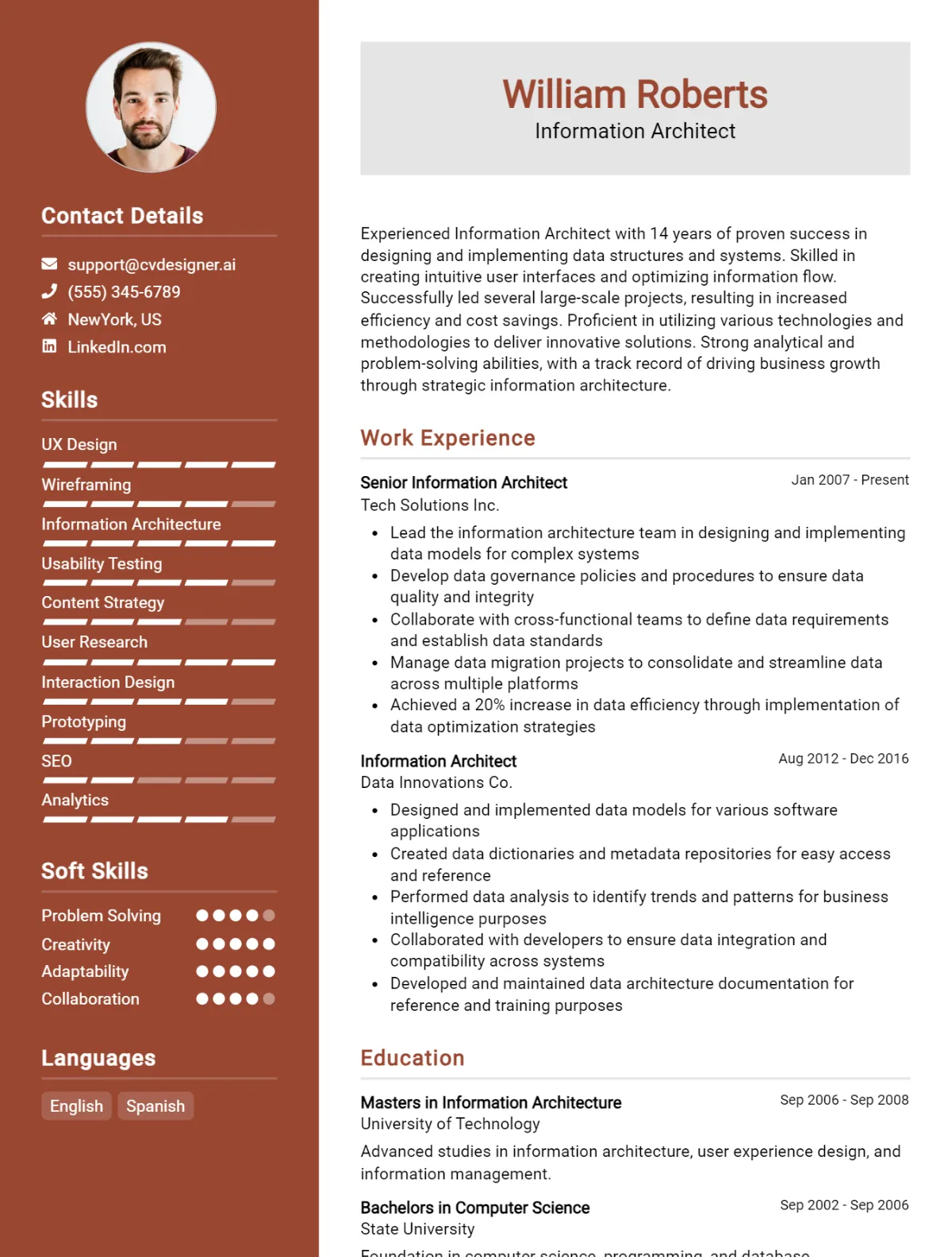 Information Architect CV Example