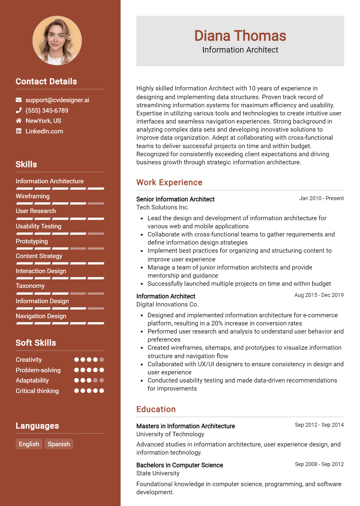 Information Architect Resume Example